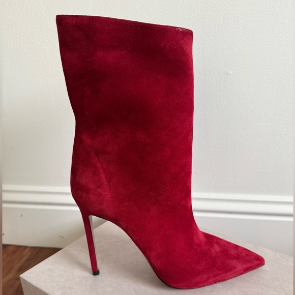 Aquazzura Women's Red Matignon Suede Stiletto Bootie Boot - Picture 4 of 9